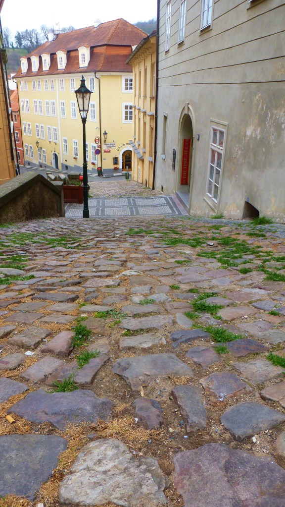 Cobbles on a disused street leading up to the Castle District.